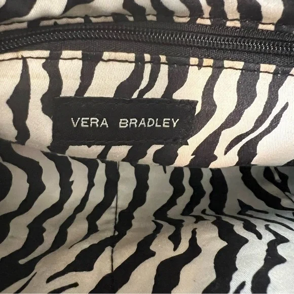 VERA BRADLEY Black Quilted Microfiber Satchel Shoulder Bag East West Zipper Y2K - Picture 13 of 13